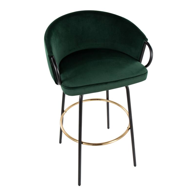 Silver Orchid Battista 30" Fixed-Height Bar Stool with Black Metal Legs & Round Footrest (Set of 2)