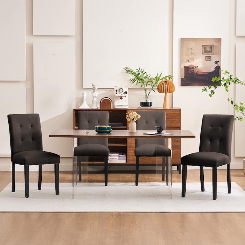 FERPIT Faux Leather Tufted Upholstered Dining Chairs Set of 2 - 17.5"W x 23"D x 36.5"H