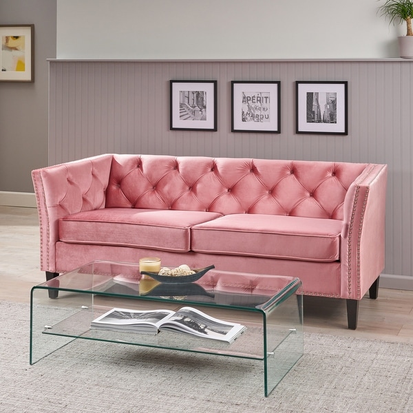 Chatwin Contemporary Tufted Velvet Sofa by Christopher Knight Home - 32.50" D x 77.00" W x 30.25" H