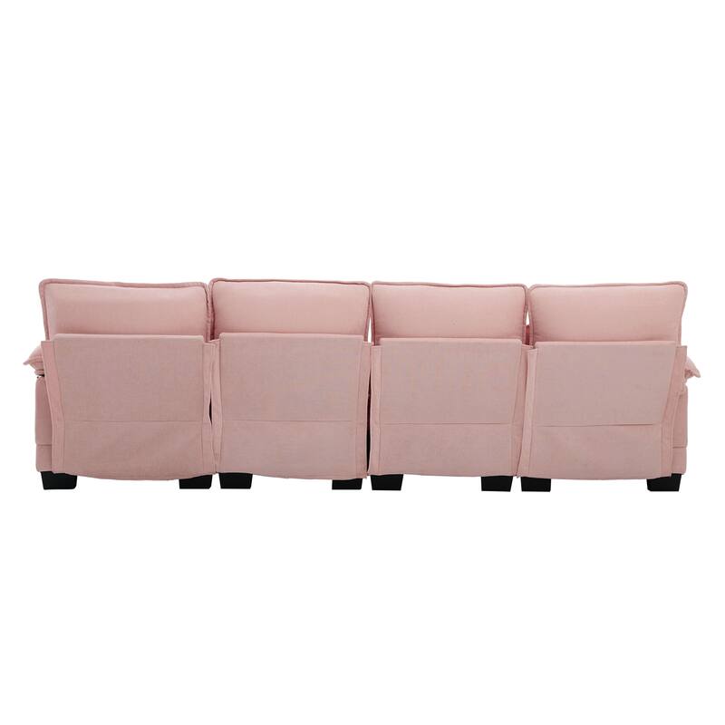 Symmetrical Chenille Upholstered Sectional Sofa U-shaped Cloud Couch with Double Chaise, Side Pockets and Double-layer Cushions
