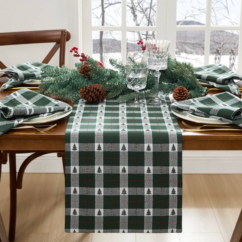 Sherwood Tree Dobby Cotton Table Runner - 13x70 - Green
