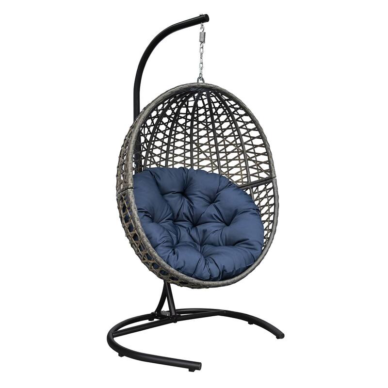 Outdoor Patio Wicker Tear Drop Shape Hammock Chair with Cushion
