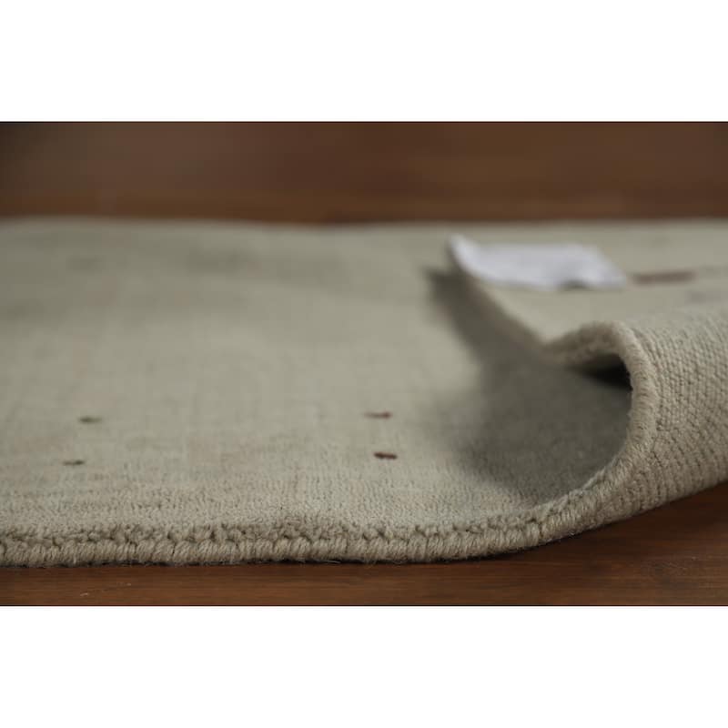 Tribal Gabbeh Indian Runner Rug Hand-Knotted Beige Wool Carpet - 2'8" x 11'5"