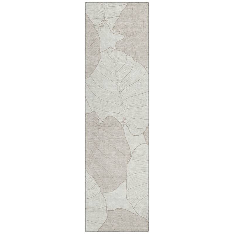 Machine Washable Indoor/ Outdoor Tropical Floral Chantille Rug