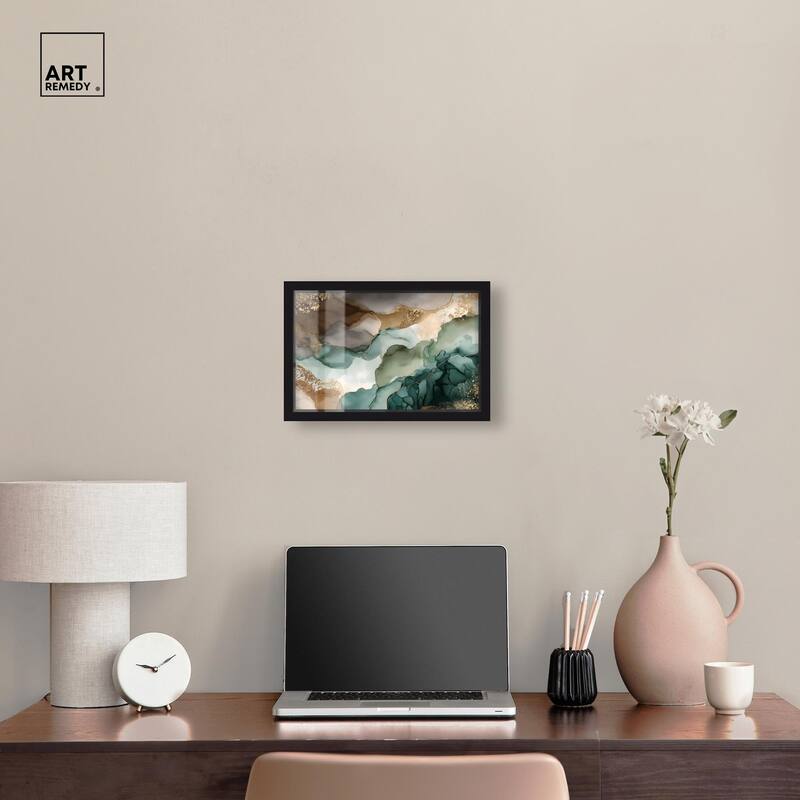 Golden Estuary I Shadowbox by Art Remedy