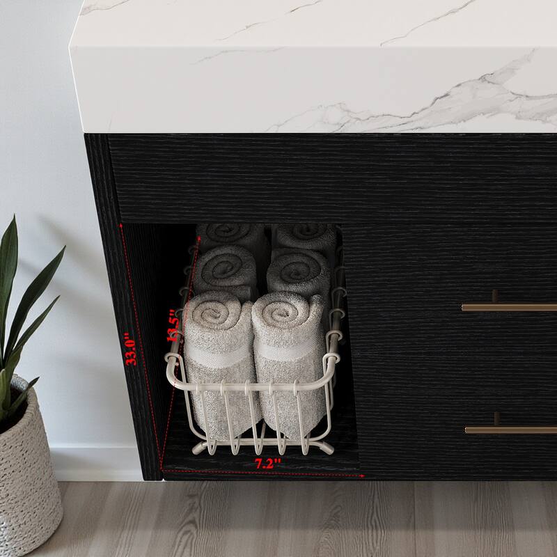 29.9" Floating Bathroom Vanity with Sintered Stone Top, Ceramic Undermount Sink, Soft-Close Drawers for Small Modern Bathrooms