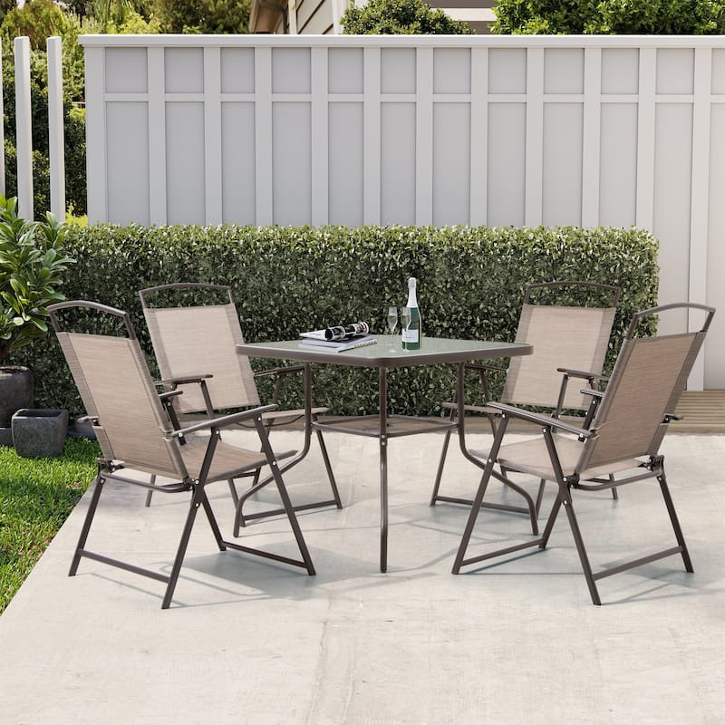 Set of 4 Patio Folding Chairs 4-Pack Dining Chairs