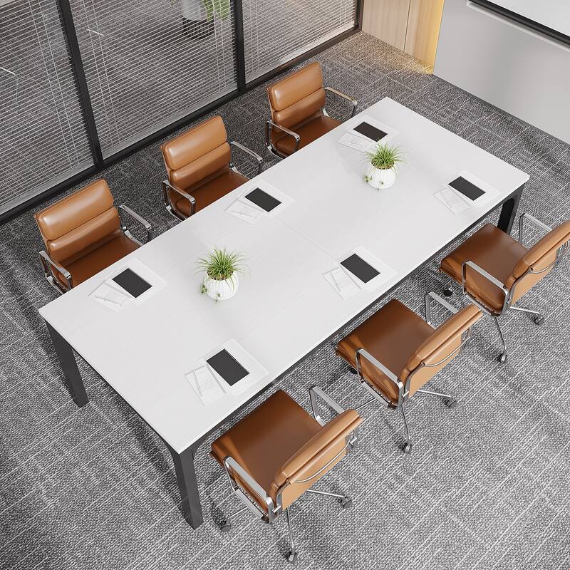 Long Conference Table Set of 4, 13FT Large Rectangle Meeting Seminar Table, 78.74-Inch Business Tables