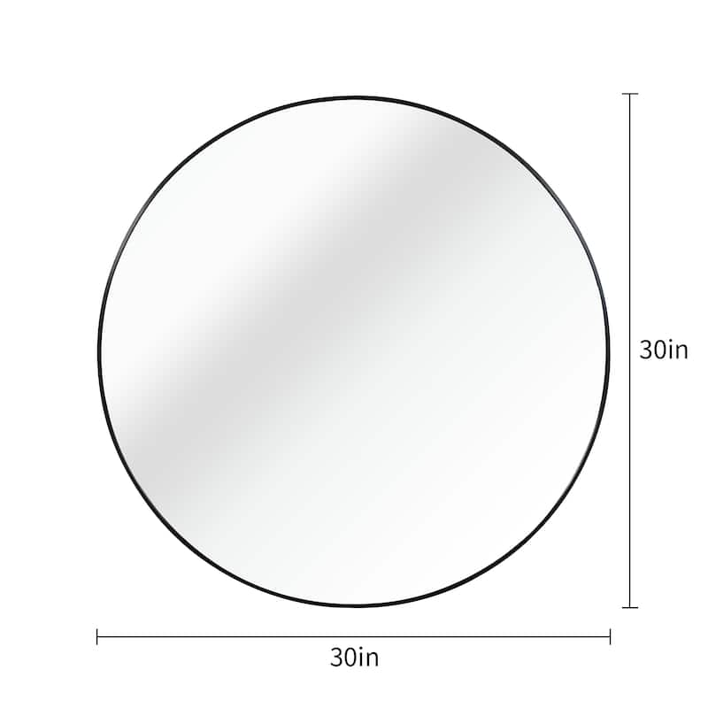 Modern 30-Inch Round Bathroom Wall Mirror, Premium HD Glass with Brushed Metal Frame and Easy Installation