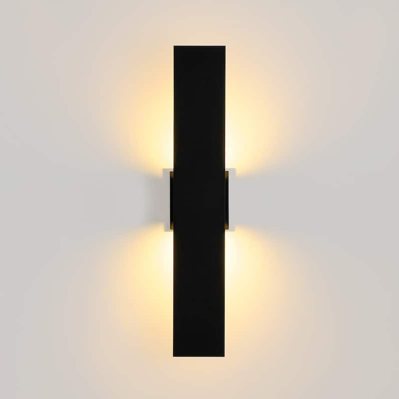 23.6 in. Modern Black Outdoor Wall Lights Dimmable Linear Integrated LED Wall Sconce - 4.7 in. W x 23.6 in. H x 2.3 in. D
