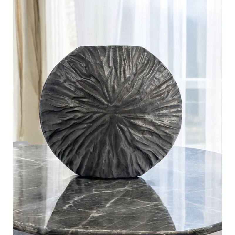 10" Gray Abstract Aluminum Table Vase - 11 - Gray - 11