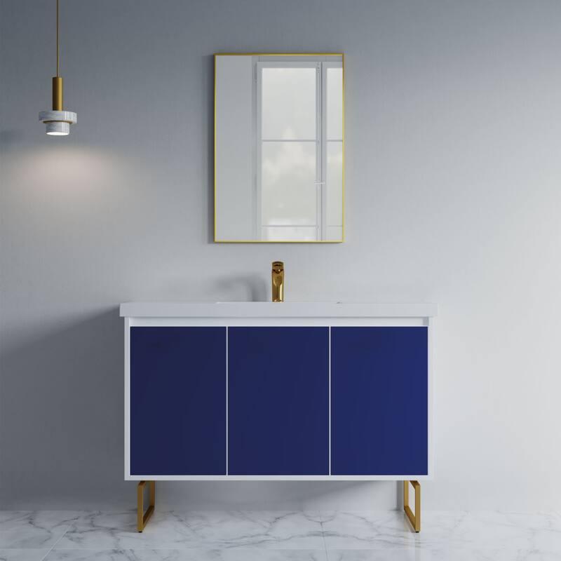 Kennan 48" Single Bathroom Vanity Set with Rectangle Legs - Blue
