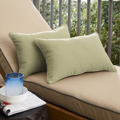 Sorra Home Outdura Sync Basil Indoor/Outdoor Corded Lumbar Pillows (Set of 2)