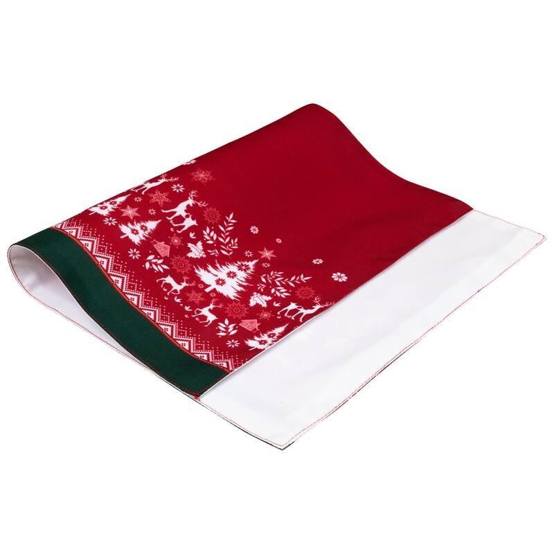 Reindeer and Snowflakes Rectangular Christmas Placemats- 18" - Set of 4