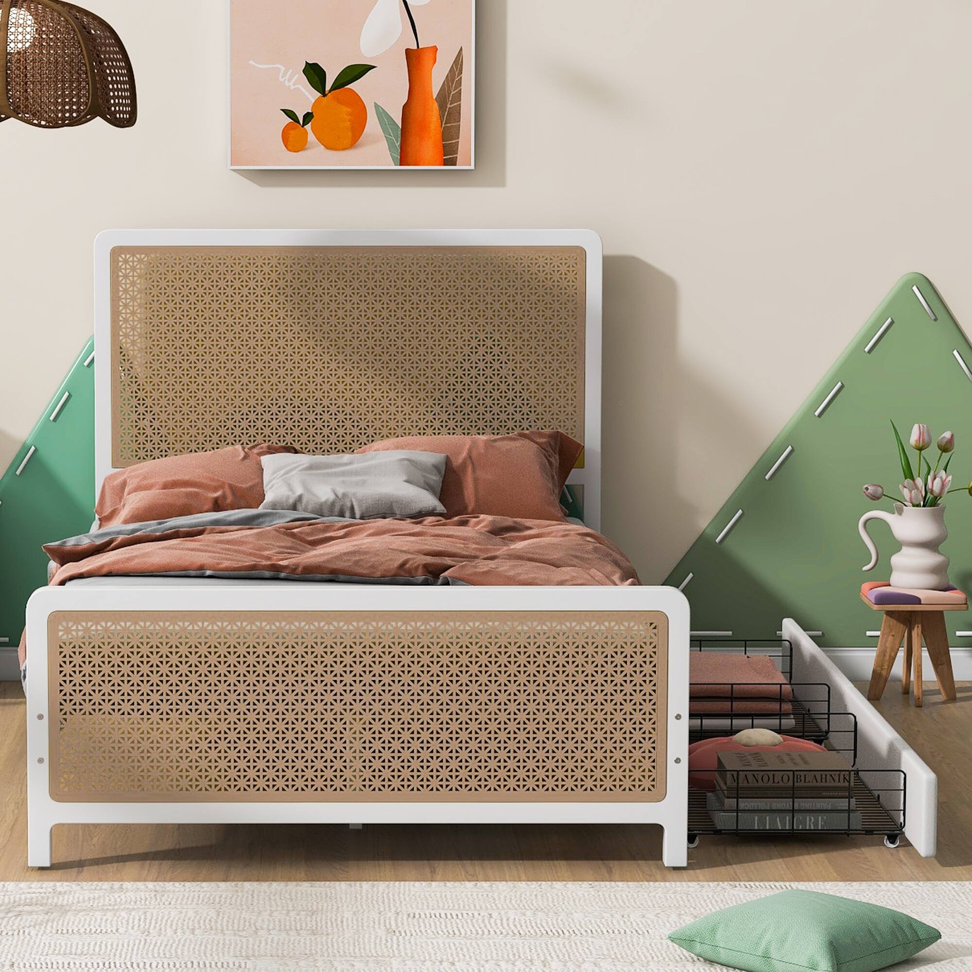 White cutout headboard discount