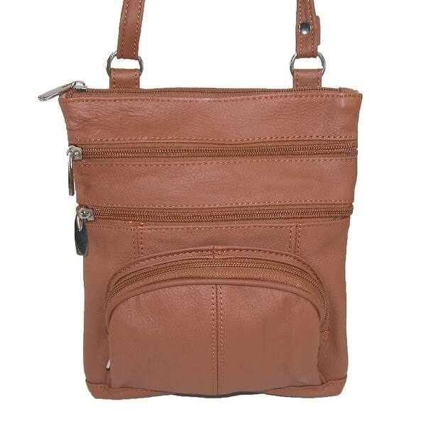 CTM® Women's Multi Pocket Leather Crossbody - One size