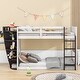 preview thumbnail 3 of 4, Espresso Twin Size Pine Wood Boat-Shape Bunk Bed with Storage Shelves, Guardrails, Ladder
