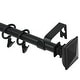 preview thumbnail 18 of 34, Modern Square Urn Adjustable Drapery Curtain Rod with Clip Rings 28"-48" - Matte Black