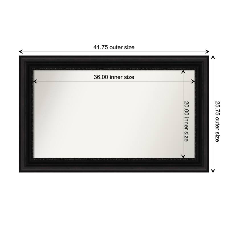 Parlor Black Framed Non-Beveled Custom Wall Mirror, Bathroom Vanity Mirror - Outer Size: 41.75 x 25.75