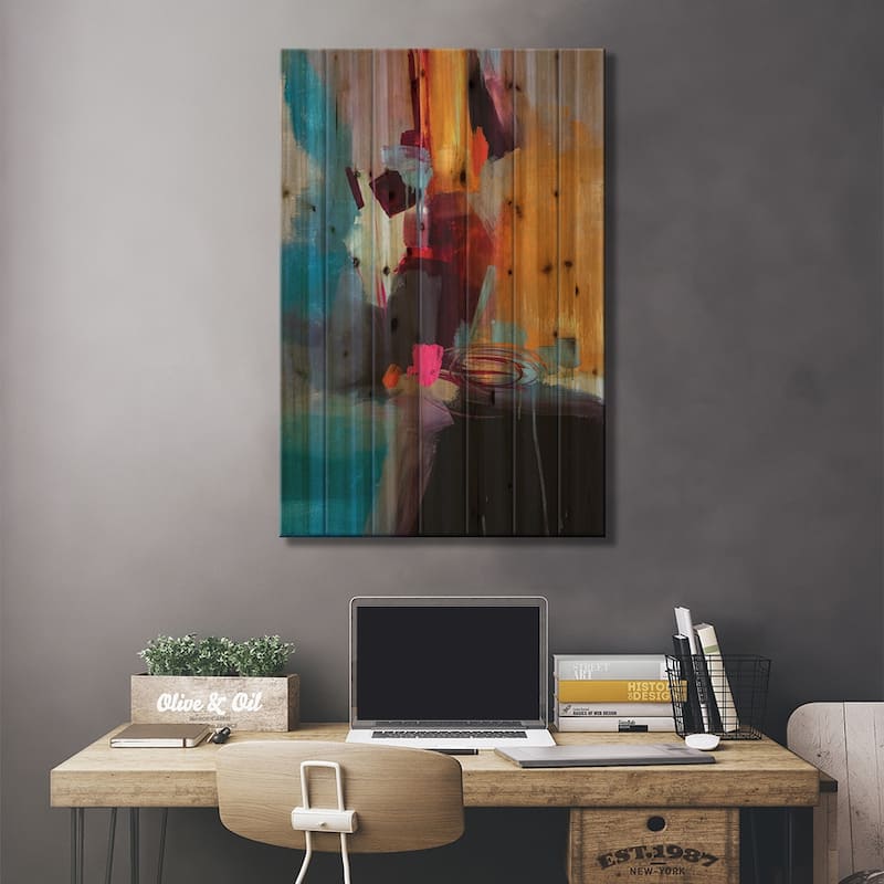 Jazzy Abstract VII Print On Wood by Jane M. Robinson - Multi-Color