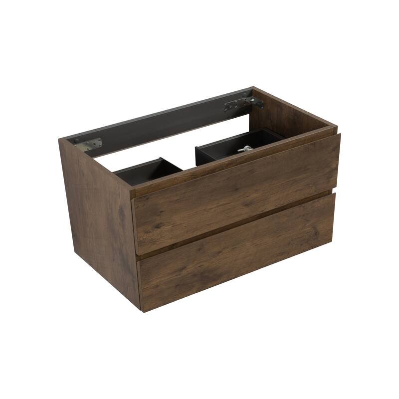GDFStudio - Alice Wall-Mounted Bathroom Vanity with Modern Double Drawer and Soft-Close Functionality