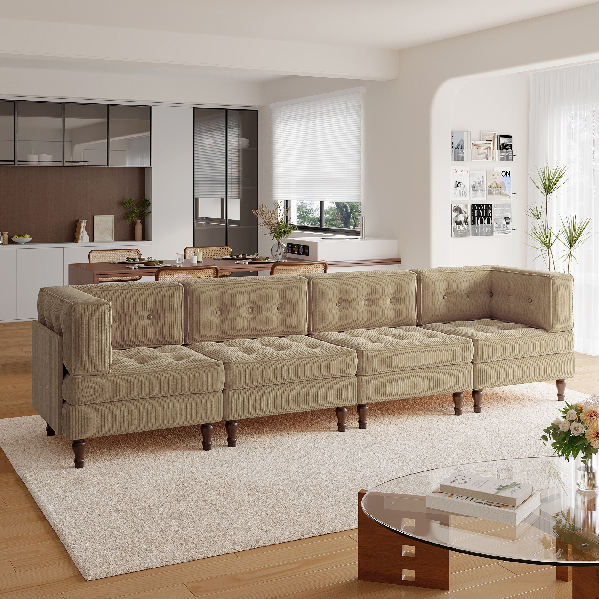 Madison Oversized Upholstered Corduroy Modular Sectional Sofa