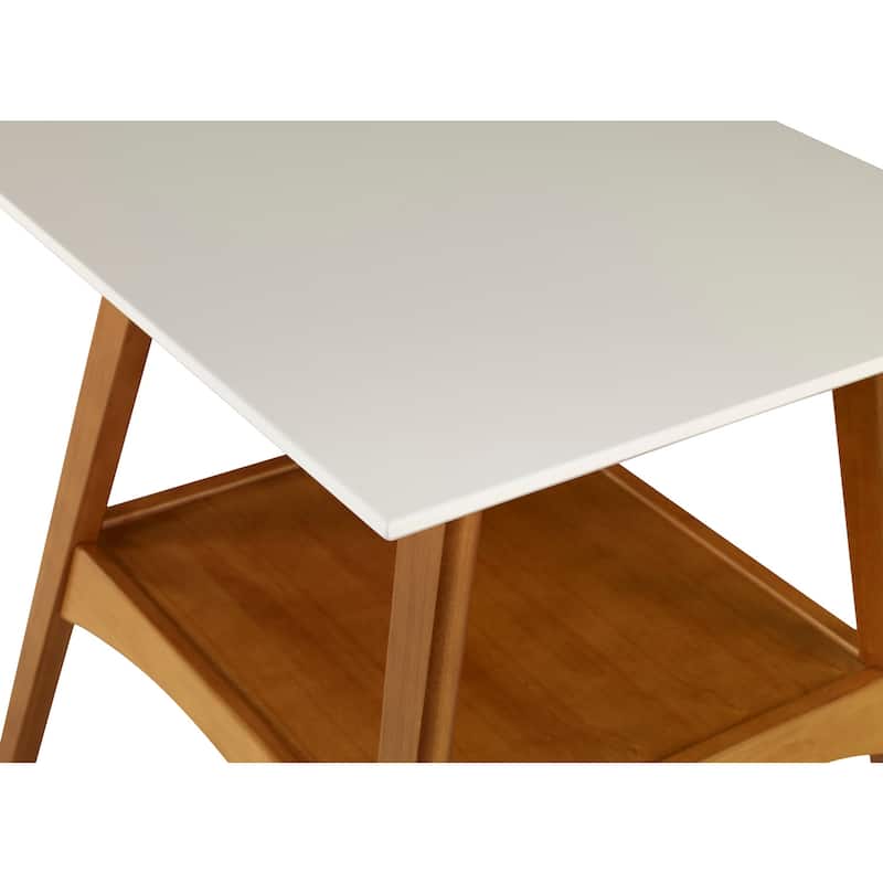 Mid Century Modern End Table - Square Wood Table - Living Room Accent Table - White Finish - Portable Design - 22.64