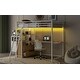 preview thumbnail 7 of 14, Oak Natural Wood + Antique White Twin Metal Wood Loft Bed with Desk & LED Light