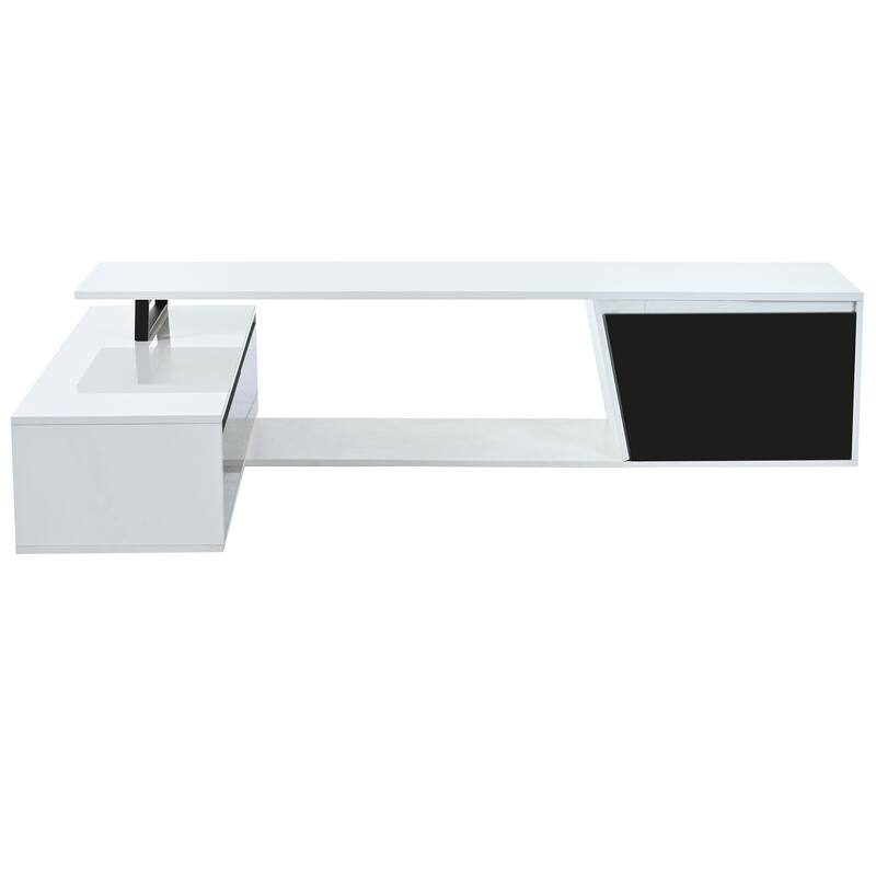 Minimalist Rectangle Extendable TV Stand, TV Cabinet with 2 Drawers and 1 Cabinet