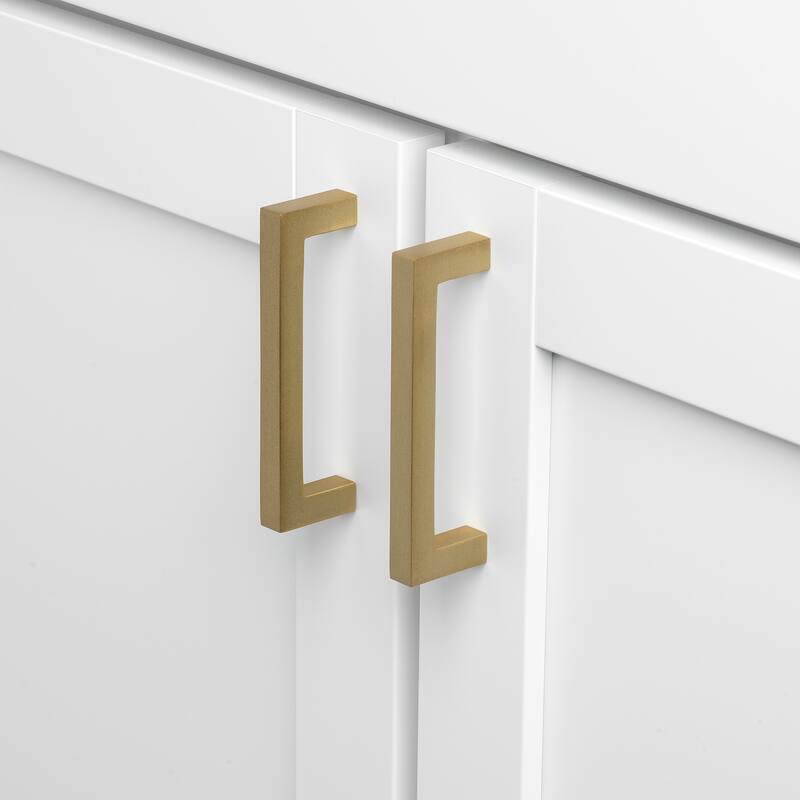 Gliderite 3.75-inch Satin Gold Solid Square Bar Pull Handle Pack of 25