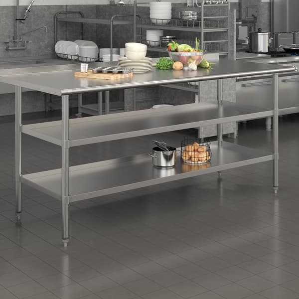 slide 2 of 23, Stainless Steel Kitchen Work Table 72"W x 30"D x 36"H