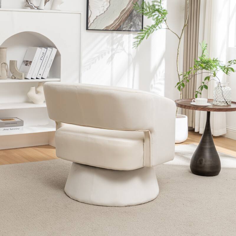 Swivel Barrel Chair,Velvet Accent Armchair 360 Degree Swivel Club Chair for Living Room Bedroom Reception Room