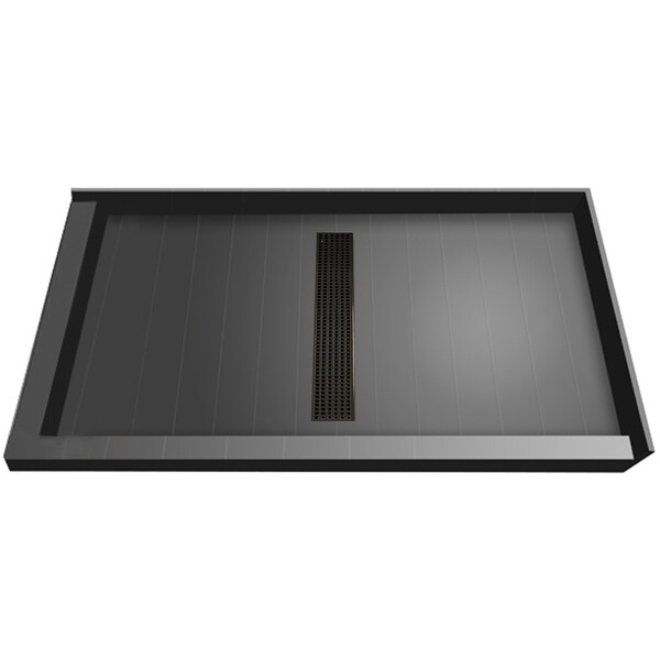 Tile Redi RT4260CDL-PVC Redi Trench 60" X 42" Corner Shower Pan with Double Curb and 2" Center Drain
