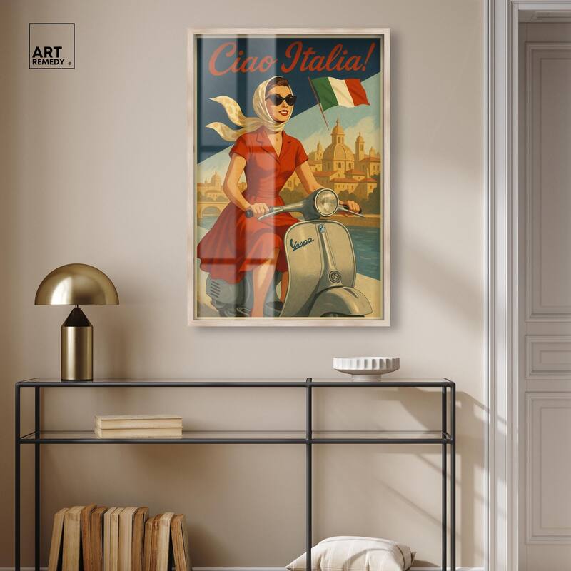 Scooter Italian Travel Shadowbox by Art Remedy