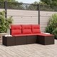 preview thumbnail 1 of 17, vidaXL 4 Piece Garden Sofa Set with Cushions - 94.1×46.1×27.2 Brown