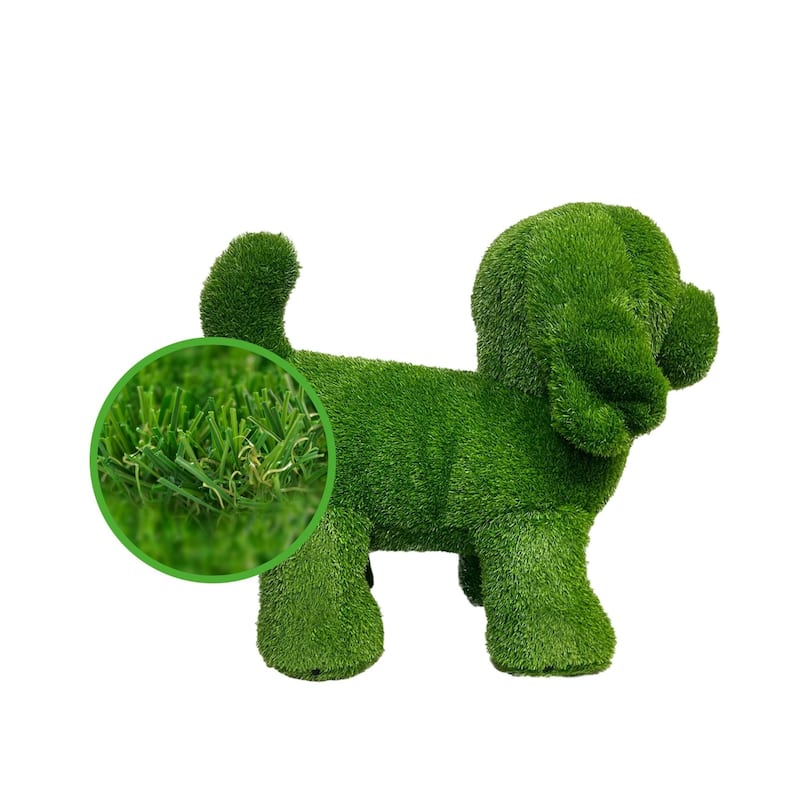 Standing Dog Outdoor Artificial Garden Turf Topiary - 26"