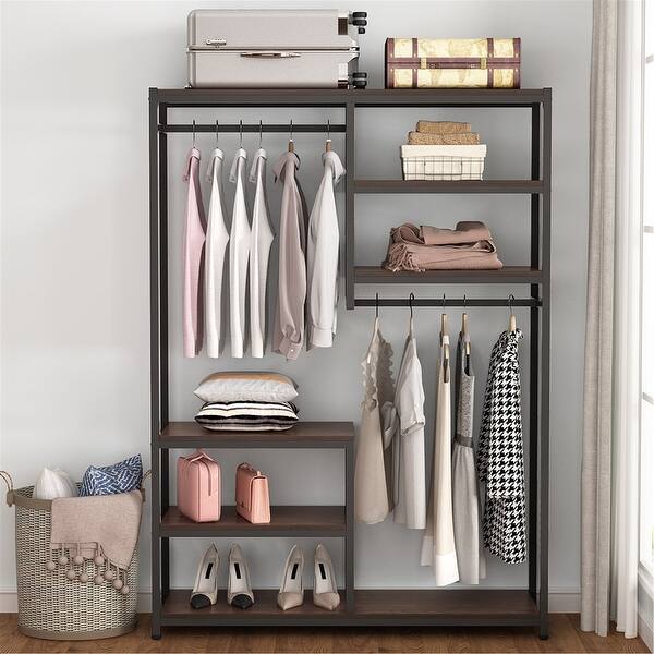 Shop Free Standing Closet Organizer Double Hanging Rod Clothes