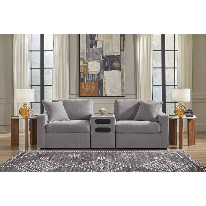 Signature Design by Ashley Modmax 3-Piece Sectional with Audio Console - 93" W x 37" D x 36" H - Gray