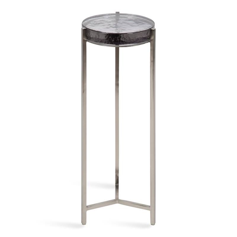 Kate and Laurel Aguilar Glam Drink Table - Silver/Glass