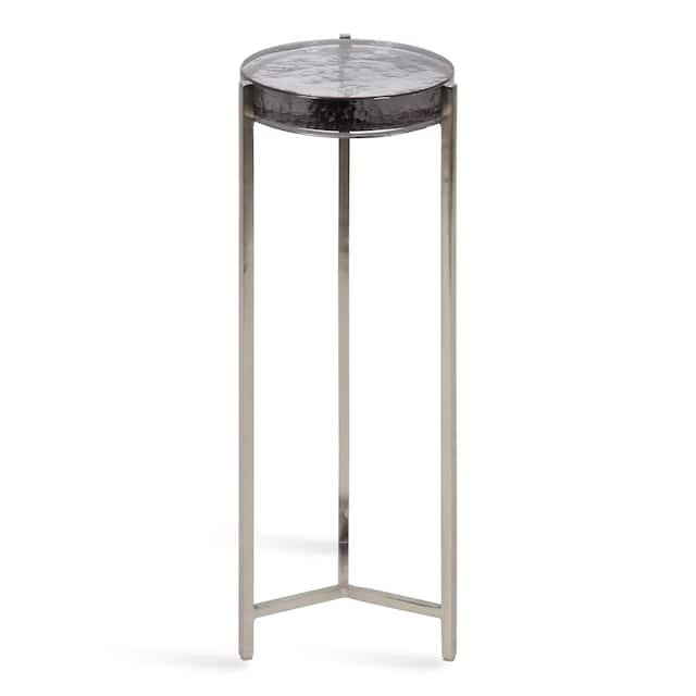 Kate and Laurel Aguilar Glam Drink Table - 8x8x23 - Silver/Glass