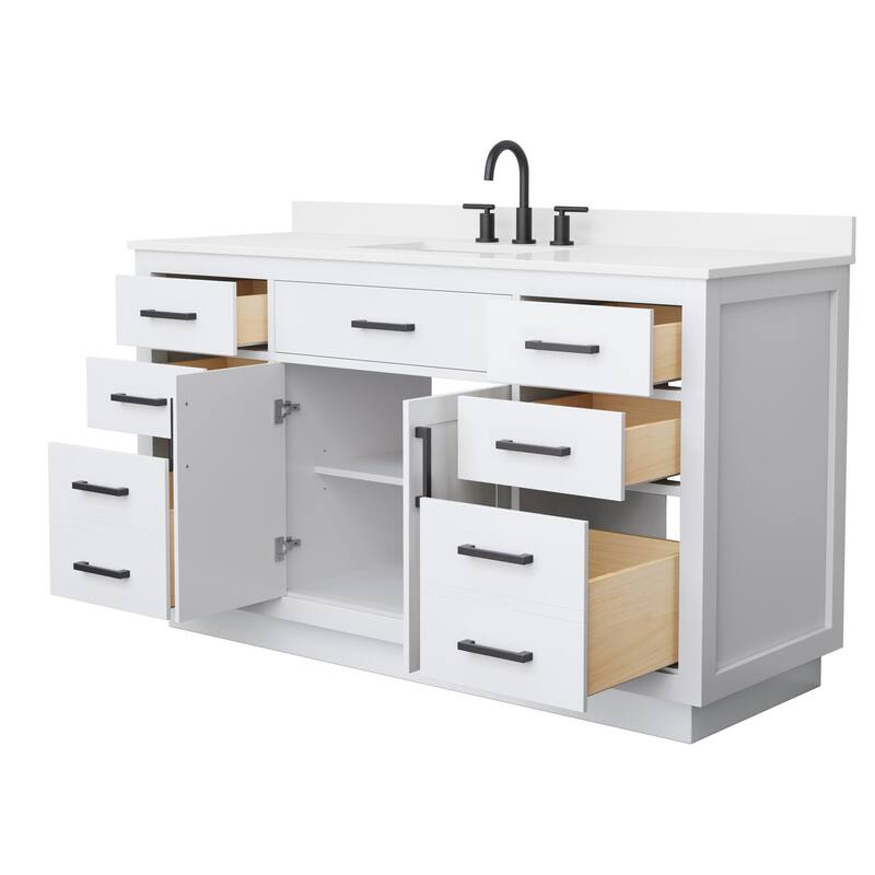 Beckett TK 60-inch Single Vanity, 3 Hole Quartz Top