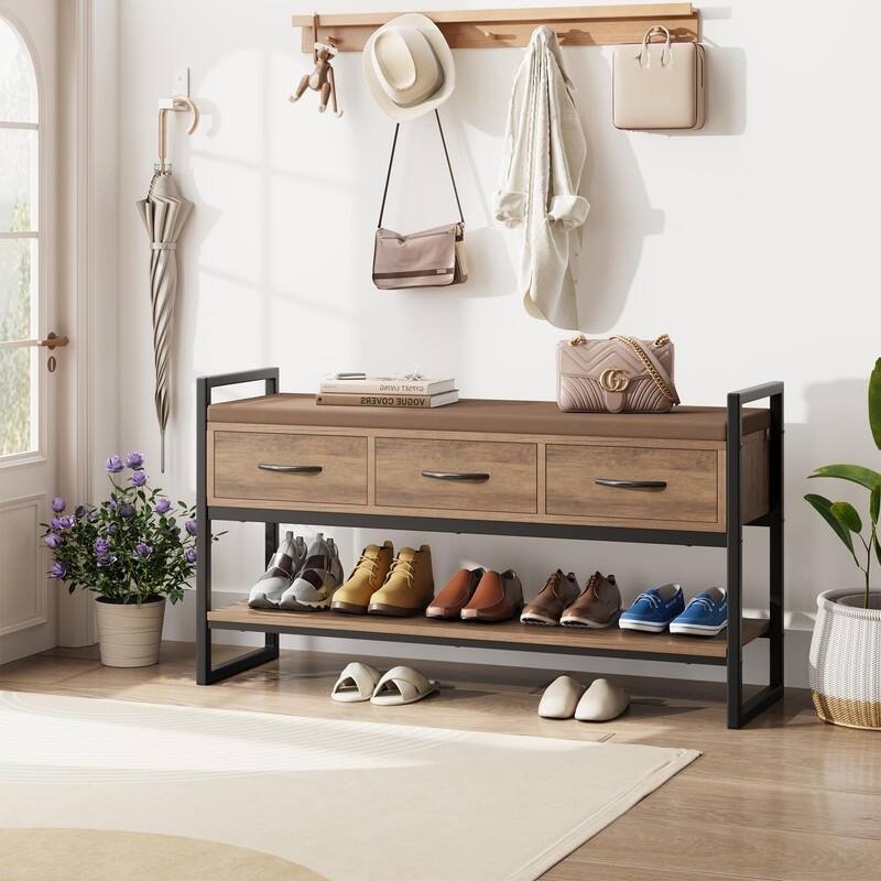 39.4" Shoe Storage Bench - 11.8"D x 39.4"W x 21.9"H