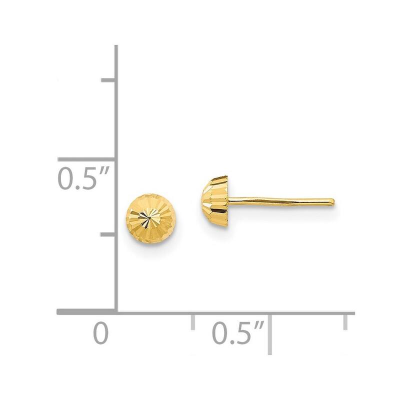 Curata 14k Yellow Gold Diamond Cut 4mm Half ball Post Earrings