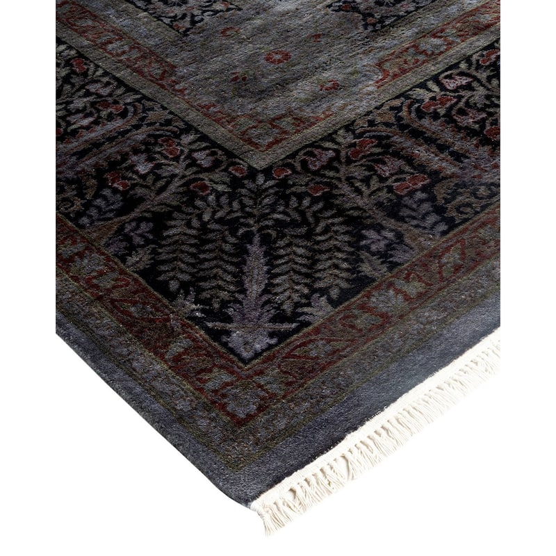 Overton Hand Knotted Wool Vintage Inspired Modern Contemporary Overdyed Gray Area Rug - 9' 2" x 12' 1"