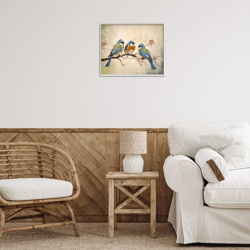 Stupell Bird Trio on Branch Framed Giclee Art Design By Arlington Prints