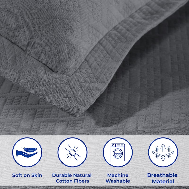 Superior Basketweave Cotton Decorative Bedspread Set