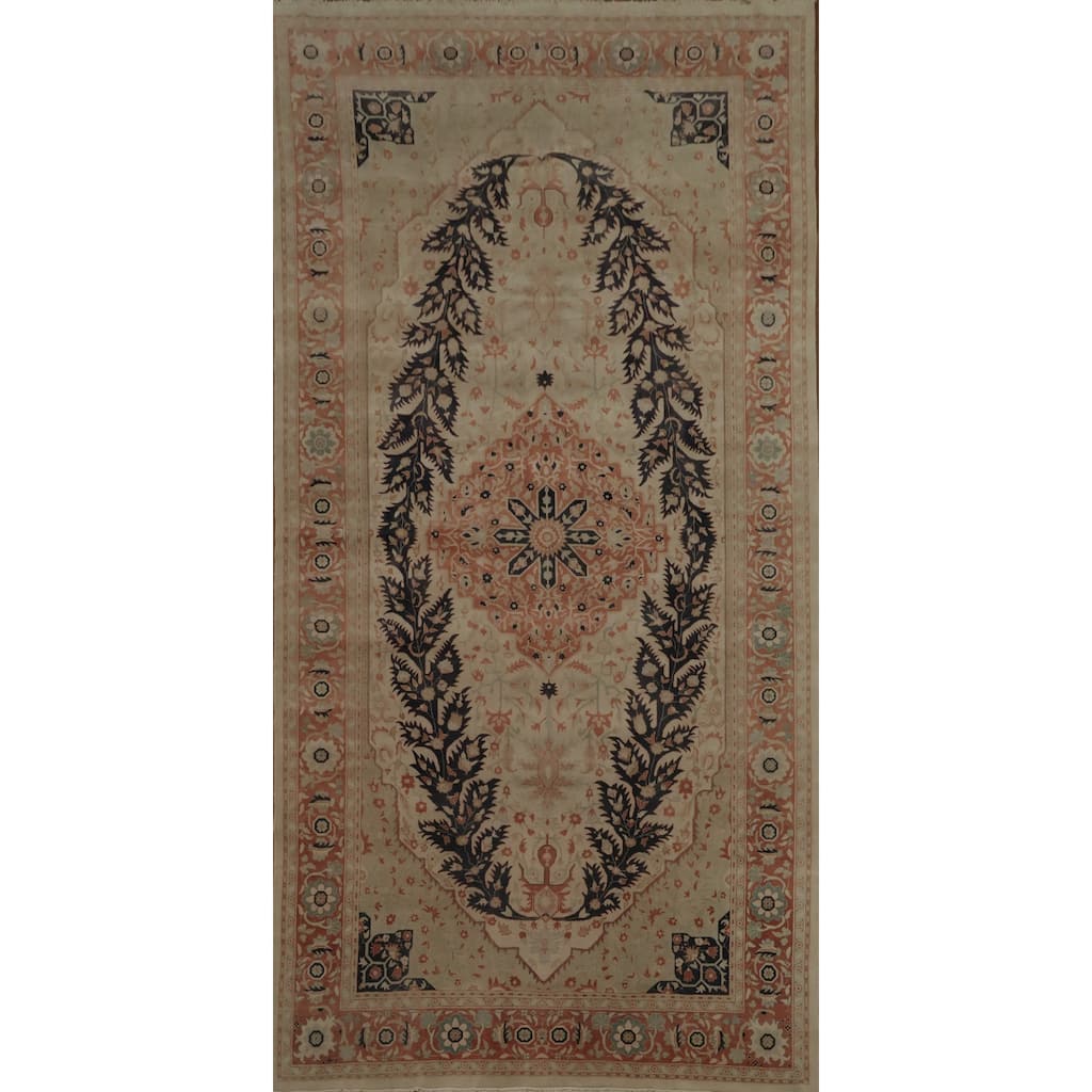 Hand Knotted Oriental 100% Wool Carpet Traditional Floral Beige & Ivories Ziegler Area Rug - 19' 2'' X 9' 7''