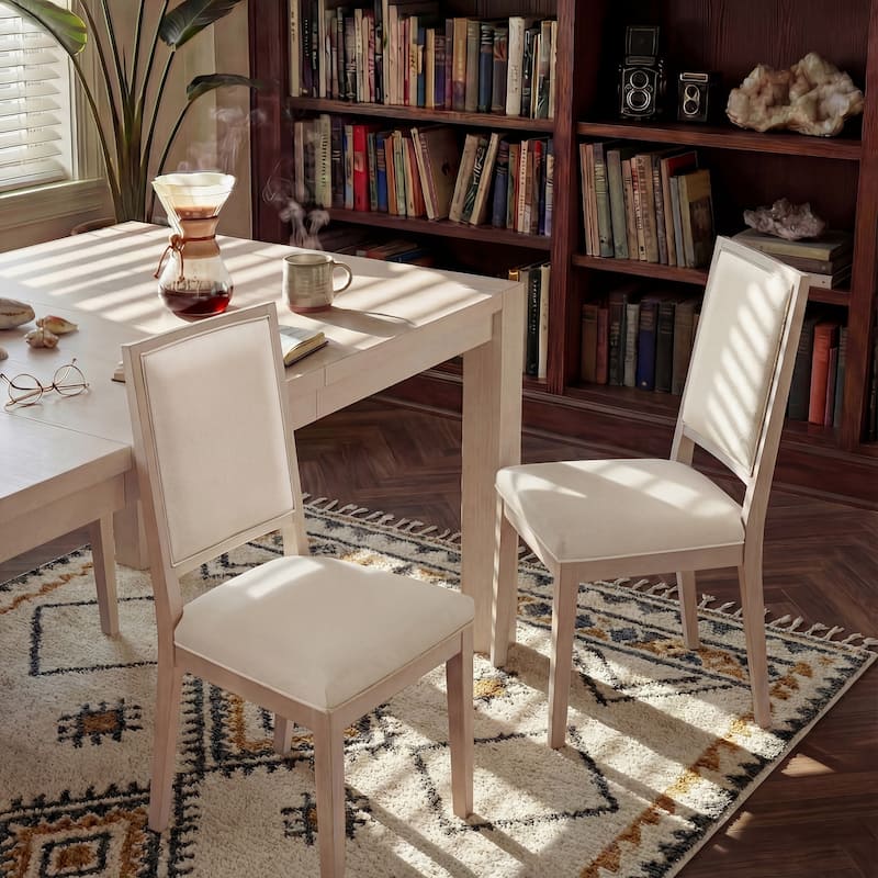 Modern Linen Cushioned Dining Chair, Fully Upholstered Accent Chair