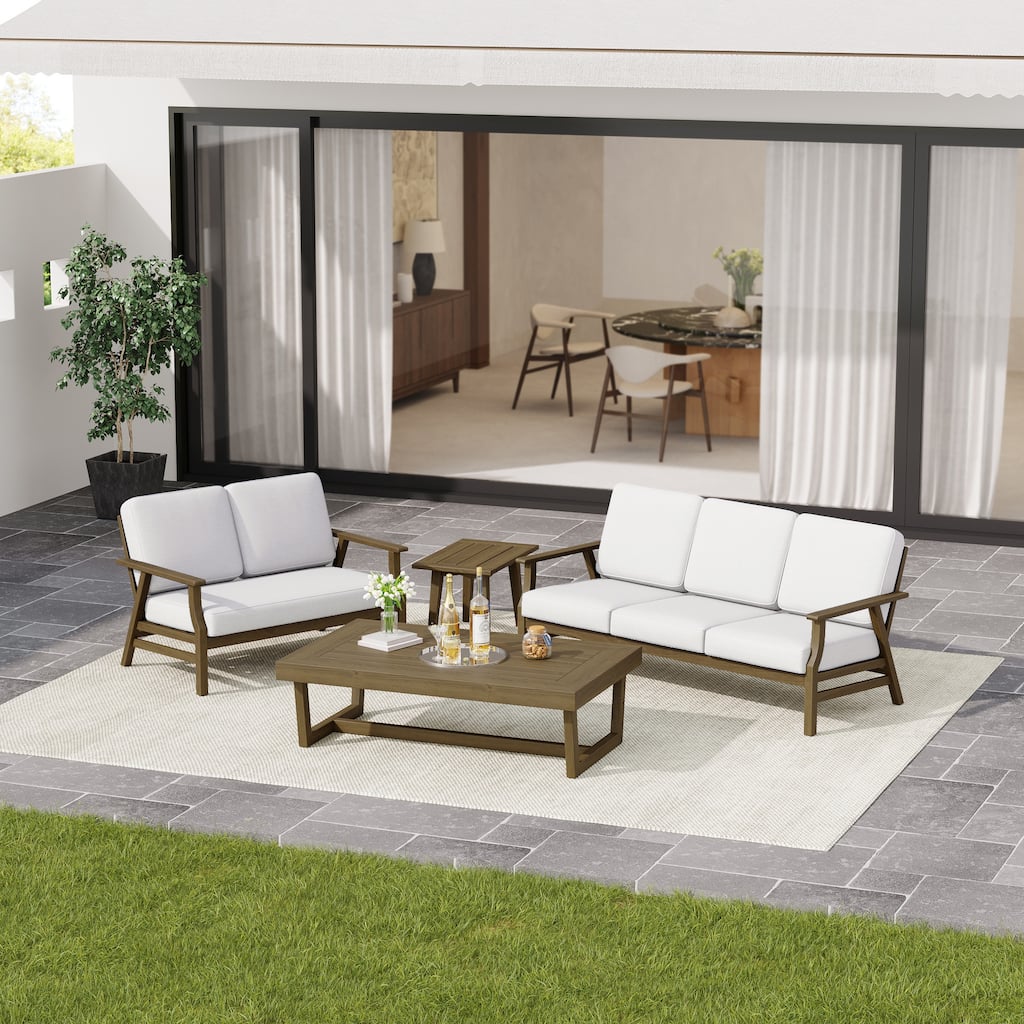 Arthur 4-Piece Teak Wood Patio Conversation Set