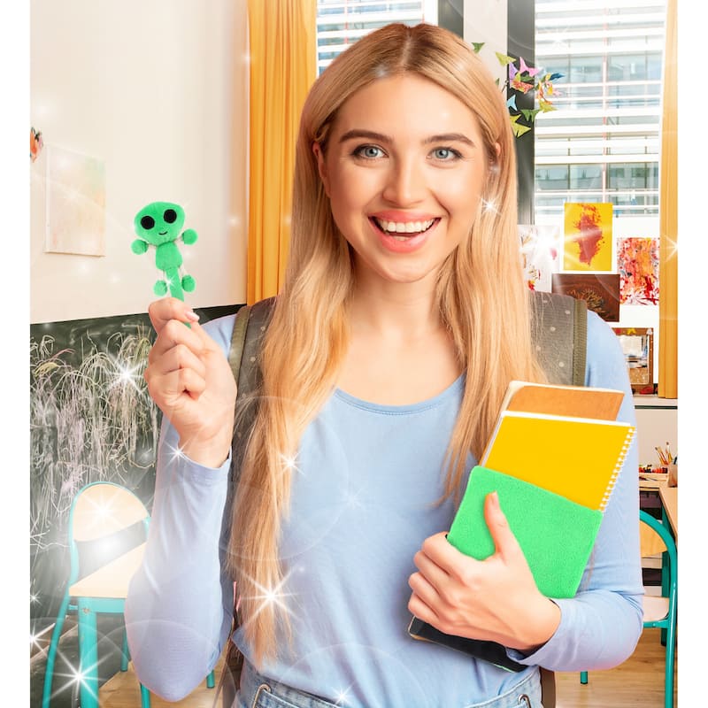 DolliBu Alien Plush Notebook and Pen - Cute and Soft Green Alien